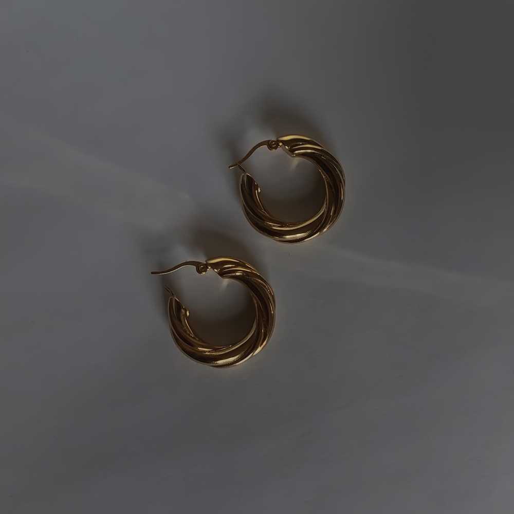 18k gold plated stainless steel earrings, hypoallergenic non tarnish